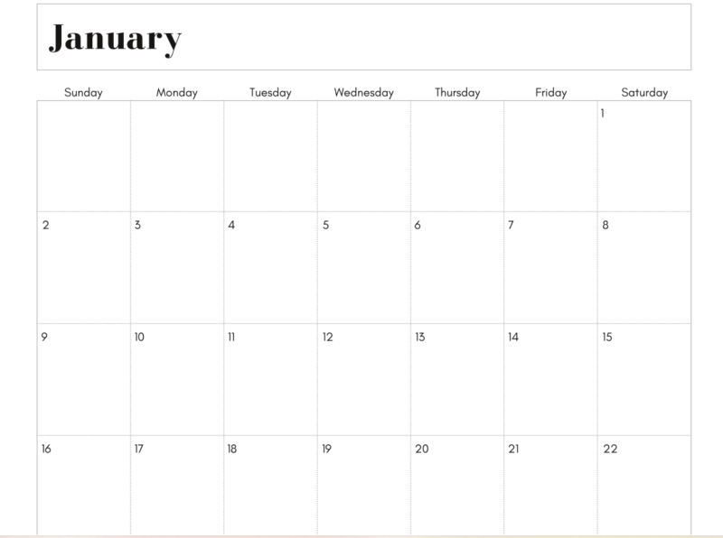 a calendar for January 2022
