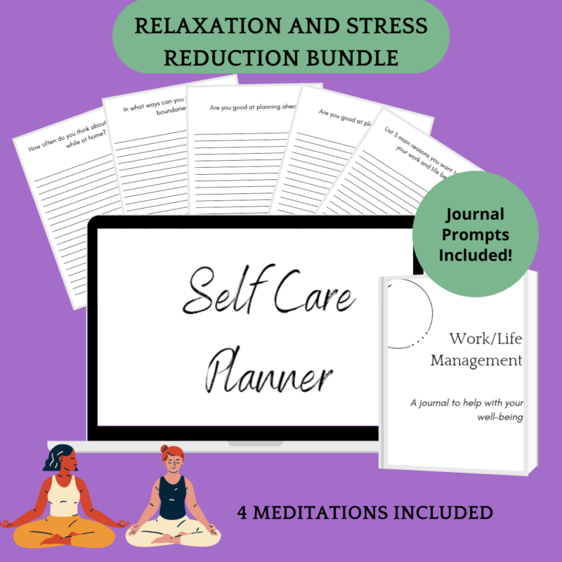 Relaxation and stress reduction bundle. Journal prompts included. self-care planner. 