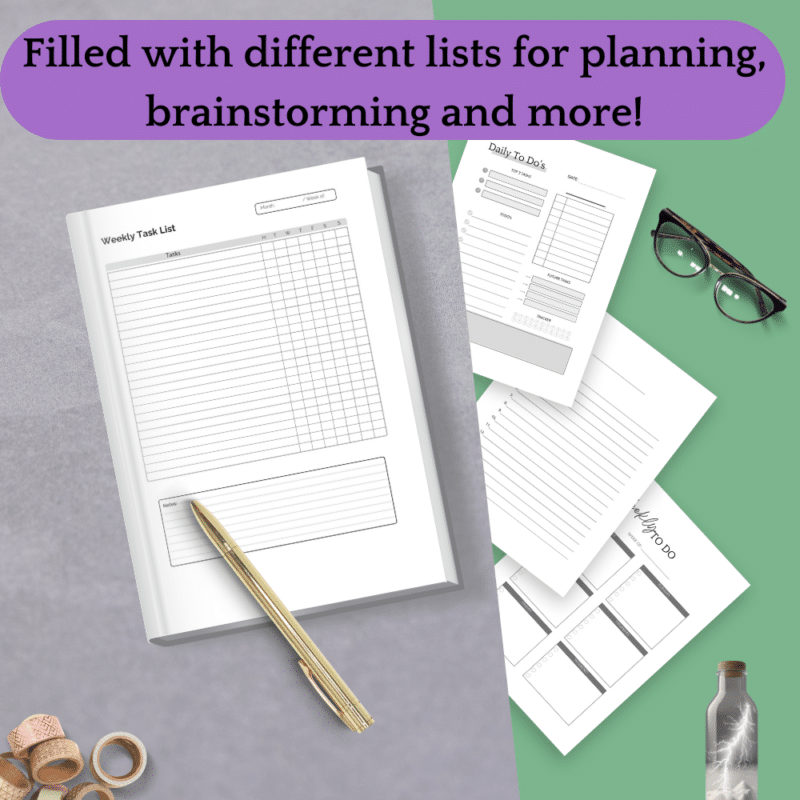 Filled with different lists for planning, brainstorming and more!