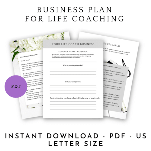Business Plan for life coaching. Instant download - PDF - US Letter Size