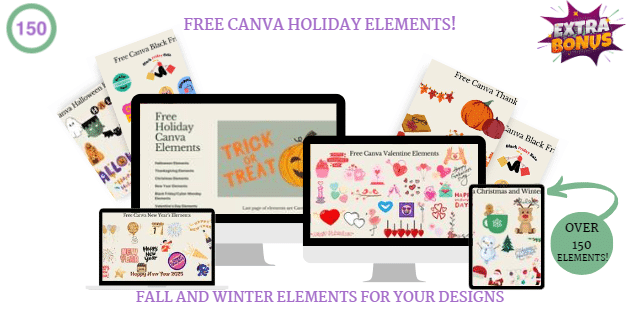 FREE CANVA hOLIDAY ELEMENTS!. Over 150 elements. fALL AND wINTER ELEMENTS FOR YOUR DESIGNS. 