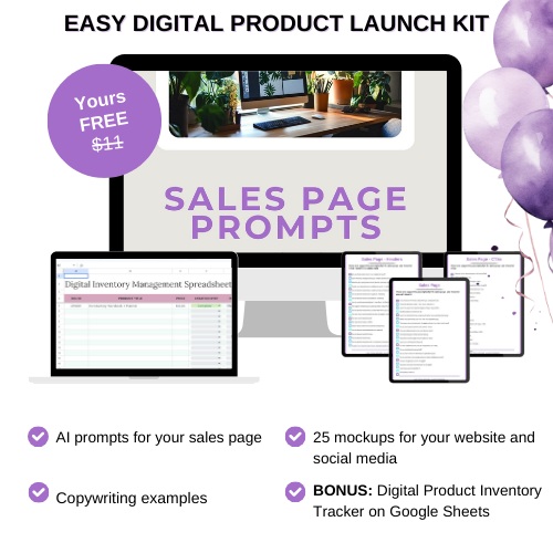 EASY DIGITAL PRODUCT LAUNCH KIT 25 mockups for your website and social media AI prompts for your sales page