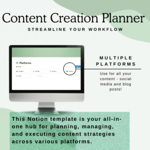 Content Creation Planner Streamline Your Workflow - This Notion template is your all-in-one hub for planning, managing, and executing content strategies across various platforms.